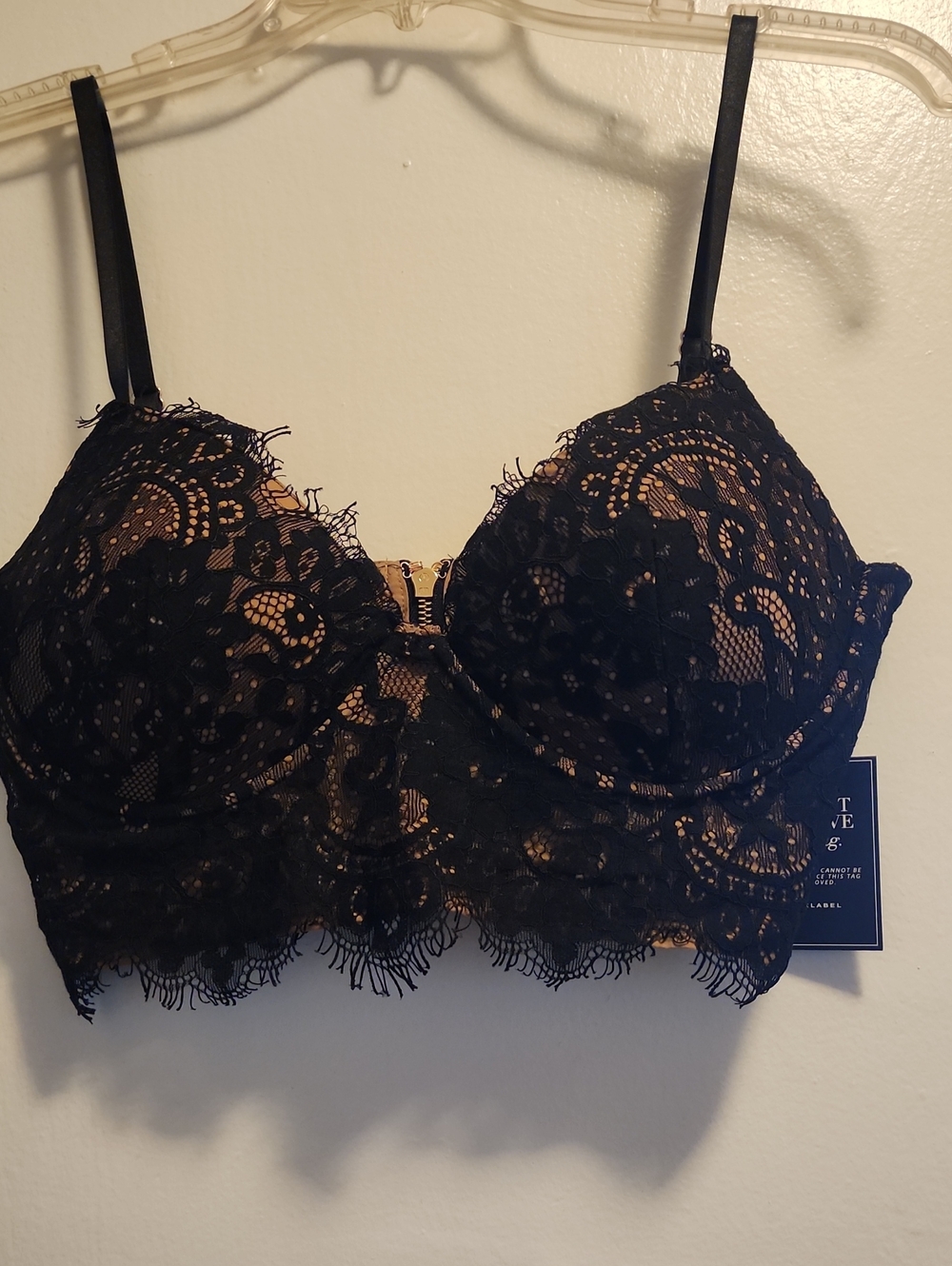 JLUXLABEL Lace Overlay Bralette - Black